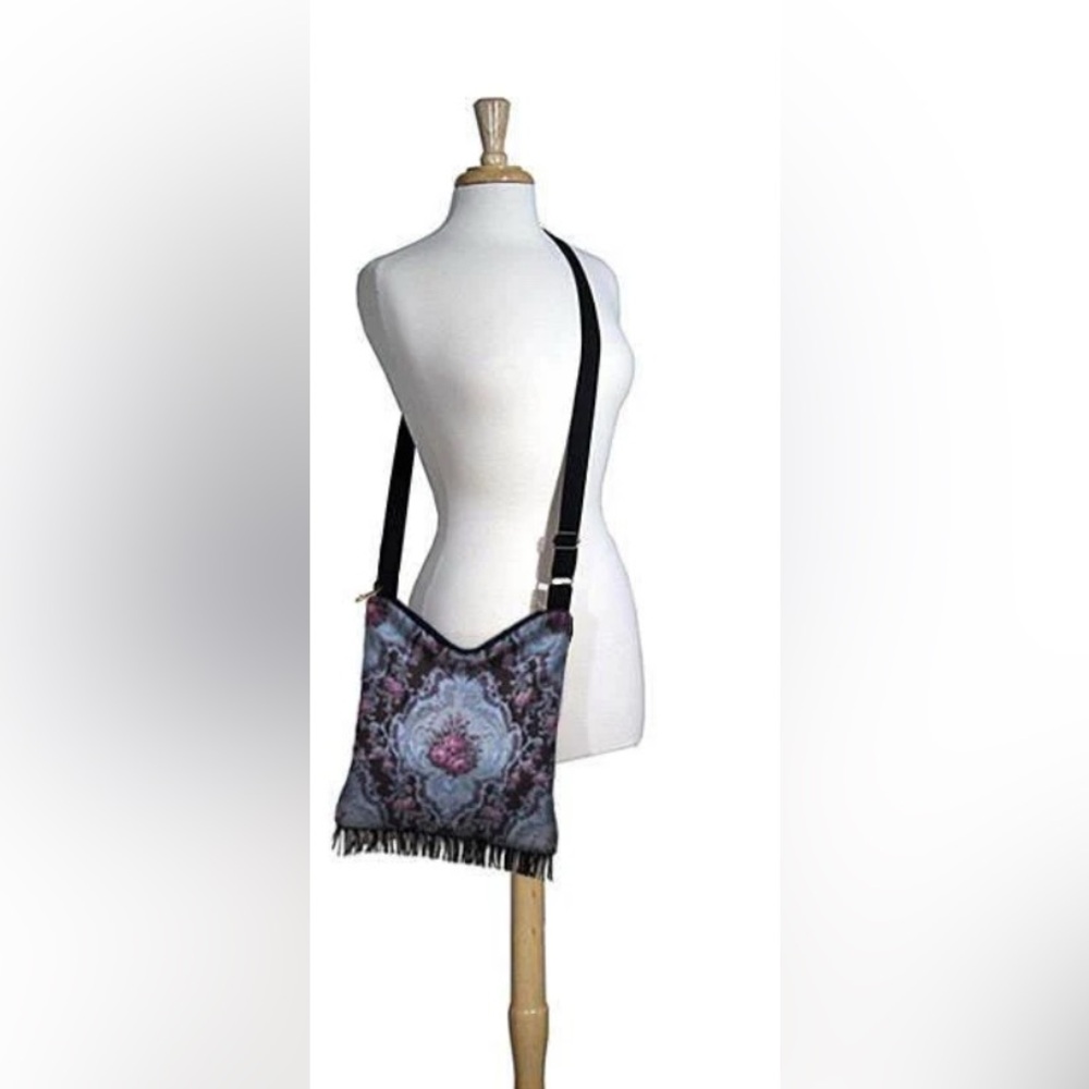 Boho Fabric Hobo Bag with pockets Retro Floral Hippie Bag Fringe Purse Crossbody - Picture 4 of 8